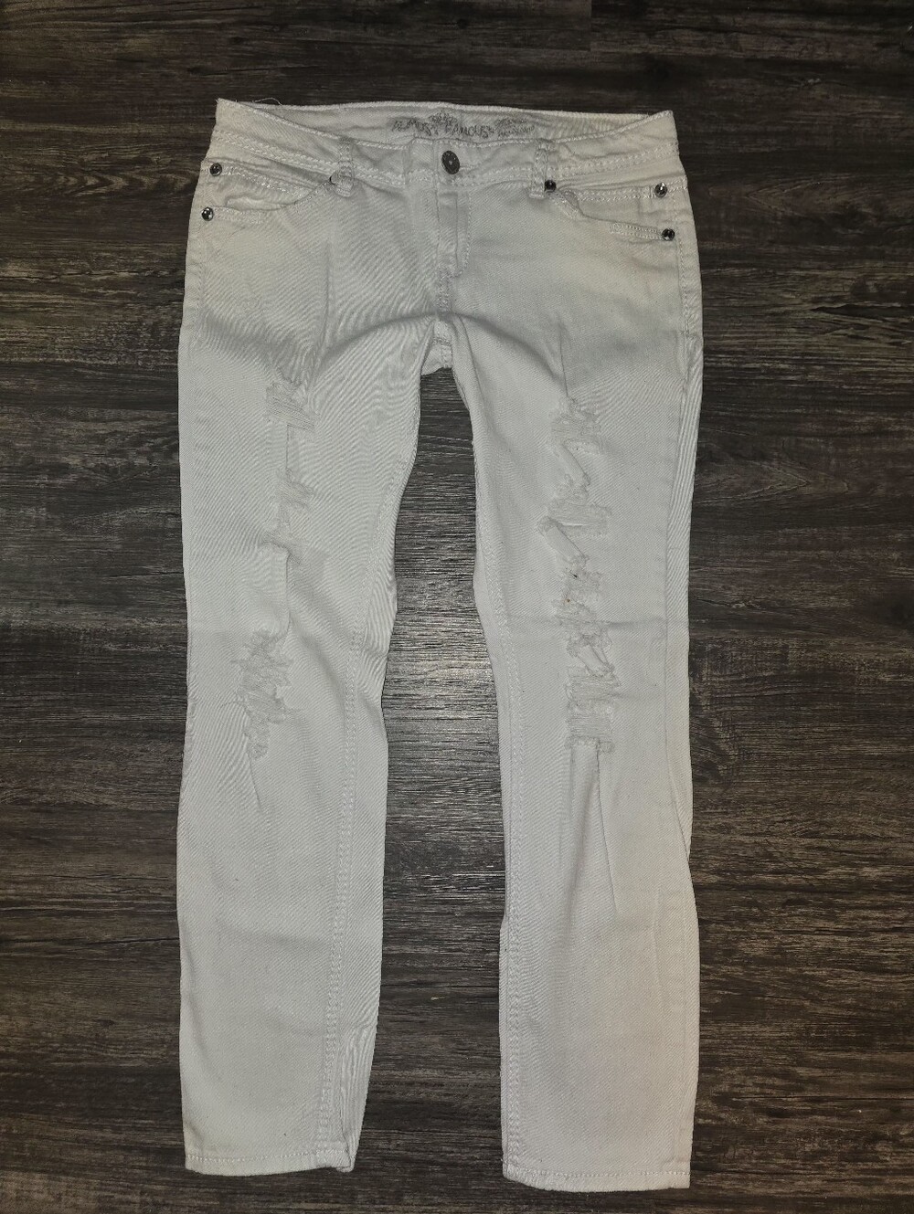 Almost Famous White Distressed Skinny Jeans 13